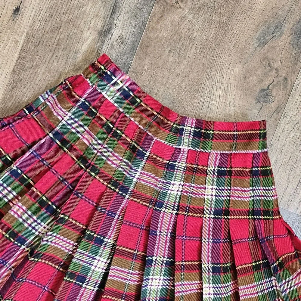 Vintage The Children's Place Plaid Pleated Skirt - Size 5/6 - Red Tartan